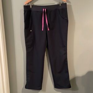 Figs Women's Pants - off gray/Black with Pink Drawstring